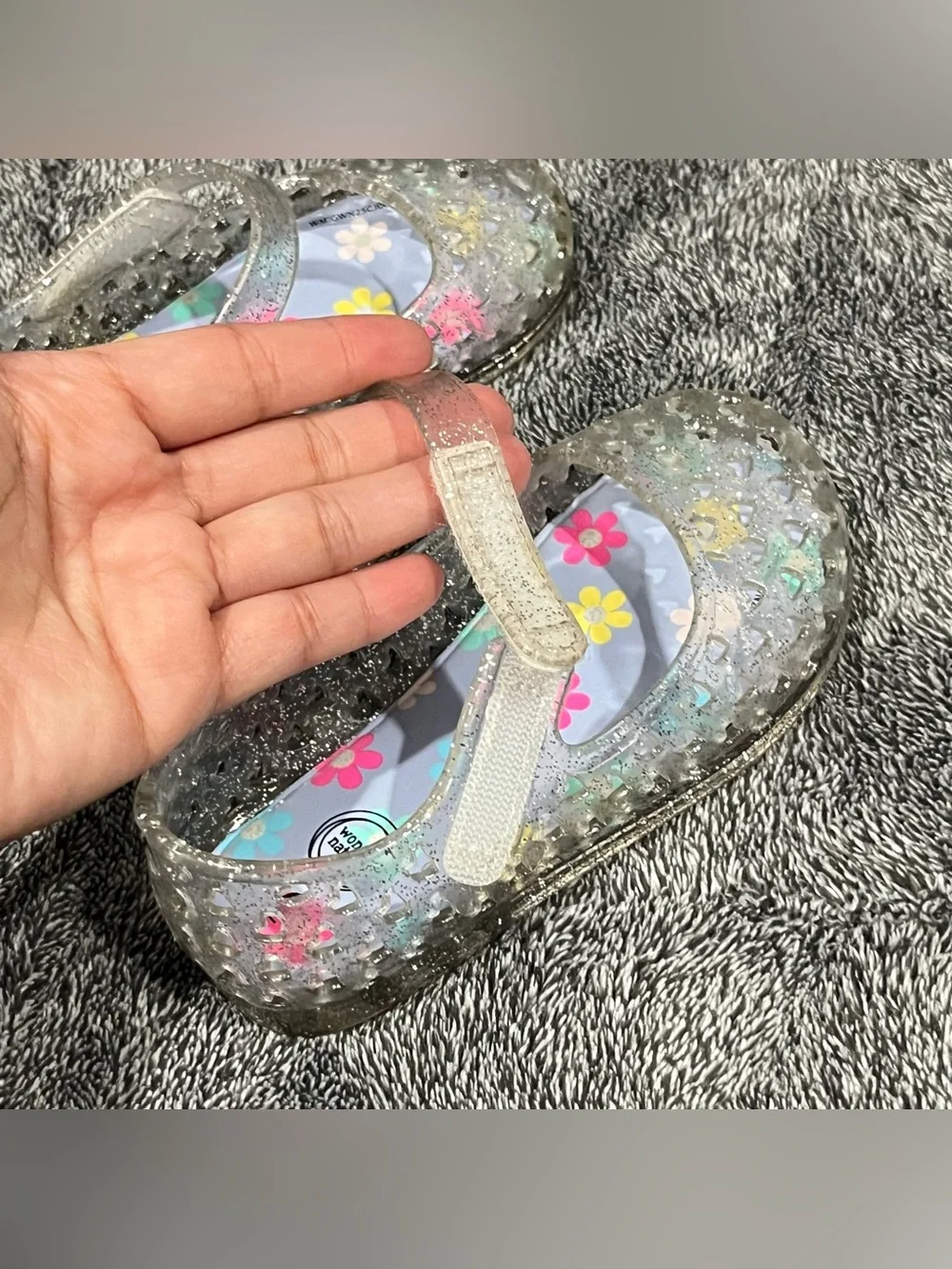 Wonder Nation jelly shoes clear glitter-infused for toddler girls size 6